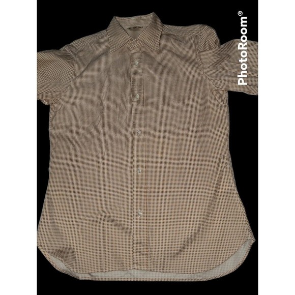 Journal Standard Mens Medium Slim Fit Dress Shirt Button Down Check White Orange - Picture 12 of 14